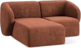 Ženilková rohová pohovka v terakotovej farbe (ľavý roh/s leňoškou) Lani – Makamii