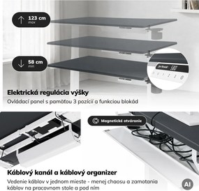 Elektrický stôl s nastaviteľnou výškou ergonomický bielo-antracitový,1200x600 mm: ARIA