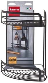 Čierna rohová dvojposchodová kúpeľňová polička Metaltex Origin Lava