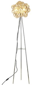 Stojacia lampa BALOON TRIO, chróm + koňakové sklo