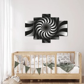 Abstraktný obraz čiernobiele špirály (150x105 cm)