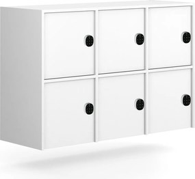 Nadstavba pre skrine FRAME, 6x dvere, 1299 x 450 x 854 mm, kódový zámok, biela