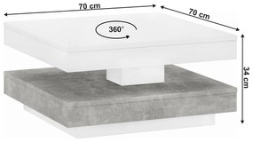 Konferenčný stolík MANDA (biela + betón). Vlastná spoľahlivá doprava až k Vám domov. 1091519