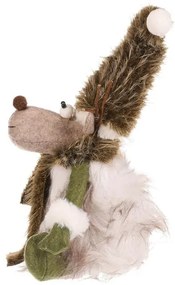 Vianočná dekorácia Sob sediaci, v. 28 cm, zelená/biela