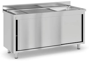 Nerezový umývací stôl so skrinkou, 1 drez, 1600 x 600 x 850 mm