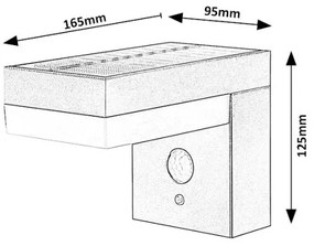 Rabalux 77009 - LED Solárne svietidlo so senzorom ZREBAR LED/6W/3,7V IP44