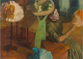 Sklenený obraz - Edgar Degas, The Millinery Shop, reprodukcia (70x50 cm)
