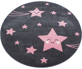 Ayyildiz koberce AKCIA: 120x120 (průměr) kruh cm Kusový koberec Kids 610 pink kruh - 120x120 (priemer) kruh cm