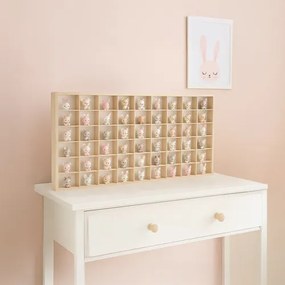 Drevená polica na bábiky alebo autíčka - 54 priehradiek