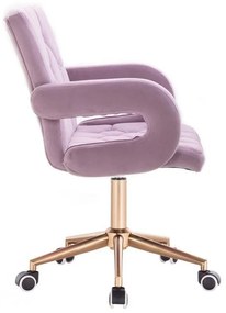 LuxuryForm DESIGN Stolička BOSTON VELUR na zlatej základni s kolieskami - levanduľa