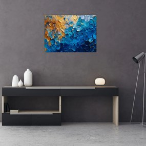Sklenený obraz - Modrozlatá maľba (70x50 cm)