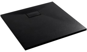 Cerano Gusto, štvorcová sprchová vanička 80x80x3 cm z minerálneho kompozitu, čierna matná, CER-CER-414563