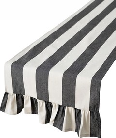 Bežec s volánom 40x160 cm farba produktu čierna látka vzorované