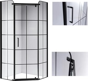 BPS-koupelny Päťuholníkový sprchovací kút BS06A 80x80 čierna/transparent - bez vaničky