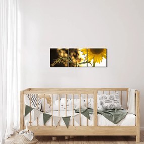 Obraz slnečnice (s hodinami) (90x30 cm)