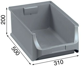 Allit Plastové boxy PLUS 5, 310 x 500 x 200 mm, sivé, 6 ks