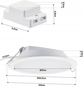 LED zapustený panel - 19w 2000lm 4000k + čierny rám