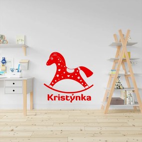 Veselá Stena Samolepka Hojdací koník s menom Farba: červená, Veľkosť: 60 x 60 cm