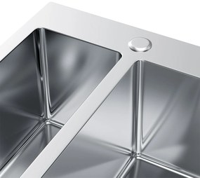 Erga HD, 1,5-komorový oceľový drez 610x510x210 mm s dávkovačom saponátu, oceľová, ERG-MLS-HD6151