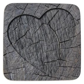 6ks šedé korkové prestieranie srdce v strome Hearts grey - 10 * 10 * 0,4 cm