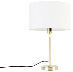 Stolná lampa zlatá nastaviteľná s tienidlom biela 35 cm - Parte