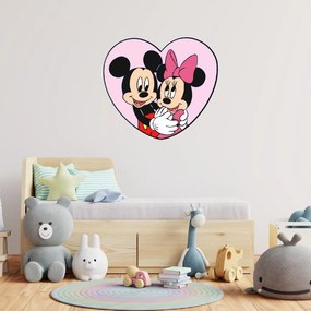 60x55cm Mickey a Minnie v srdiečku - textilná nálepka na stenu
