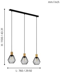 Eglo 44094 - Luster na lanku PALMORLA 3xE27/60W/230V