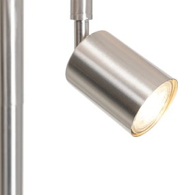 Stojaca lampa z ocele s bielym tienidlom a lampou na čítanie - Jelena