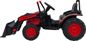 Ramiz Detský traktor na batérie Červený + pohyblivé rameno s lyžicou + diaľkové ovládanie + pomalý štart + FM rádio + LED