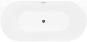 Mexen Oval Slim, voľne stojaca vaňa ku stene, 170 x 80 cm, biela-čierna, grafitový prepad, 52661708075-95