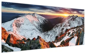 Obraz - Zimná horská panoráma (120x50 cm)