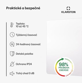Klarstein Wonderbeam 450 Hybride Infračervený ohrievač 60 x 60 cm 450 W Týždenný časovač Diaľkové ovládanie