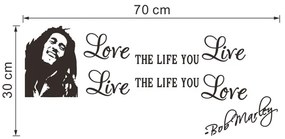 Samolepka na stenu "Miluj život - Bob Marley" 30x70cm