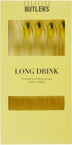 LONG DRINK Sklenená slamka s kefkou citróny set 5 ks
