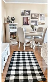 Kusový koberec SKETCH HARRY biely / čierny - kockovaný