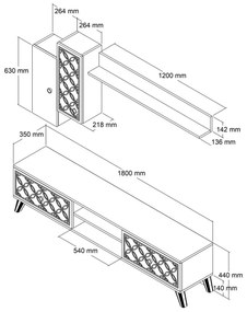 Obývacia stena Trieda S 180 cm hnedá/modrá