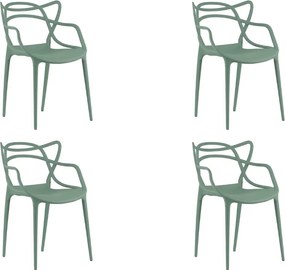 Súprava 4 ks plastových stoličiek KATO, šalviovozelená