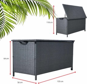 Sivý záhradný úložný box z technoratanu XL