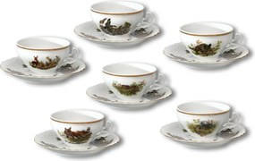 Thun čajová súprava 6ks šálok Bernadotte poľovnícka 12-dielná