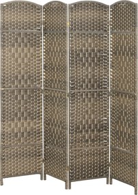 HOMCOM 4-dielny paraván 180 × 180 cm, tmavý dub | Aosom