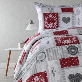Posteľné obliečky z mikrovlákna PATCHWORK SRDCE jednolôžko