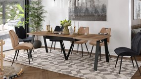 AVERY Dub Halifax pocínovaný / čierna spodná časť - LOFTOVÝ / PRIEMYSELNÝ STÔL DO OBÝVAČKY/ JEDÁLNE ROZKLADACÍ DO 330 cm!