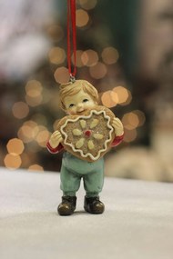 Klasik vianočná ozdoba chlapec s perníkom 9cm