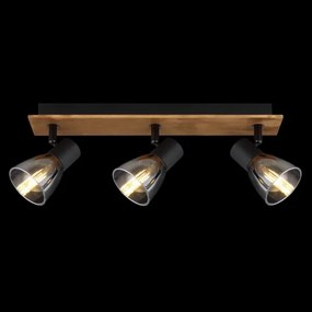 Globo 54307-3W - Bodové svietidlo CLAUDE 3xE14/40W/230V čierna/drevo