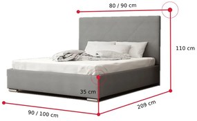 Jednolôžková čalúnená posteľ NASTY 5 + rošt + matrac, 90x200, Sofie 20