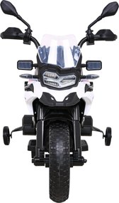 Ramiz BMW F850 GS Detský motocykel na batérie biely + asistenčné kolesá + LED audio + pomalý štart + EVA