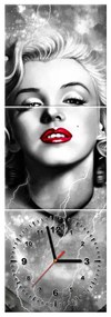 Gario Obraz s hodinami Elektrizujúca Marilyn Monroe - 3 dielny Rozmery: 90 x 70 cm