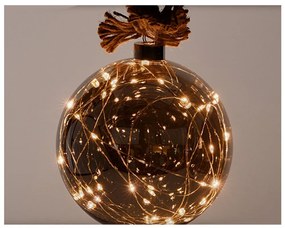 LED sklenená guľa s jutovým lanom