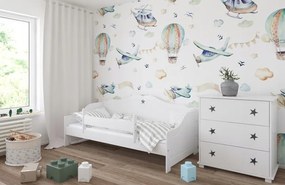 Detská posteľ HVIEZDA PW, Rozmer 140x80 cm, Farba biela, Matrace penový vrstvený 10 cm