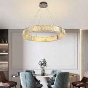 LED Stmievateľný luster na lanku LED/50W/230V 3000-6500K chróm + diaľkové ovládanie